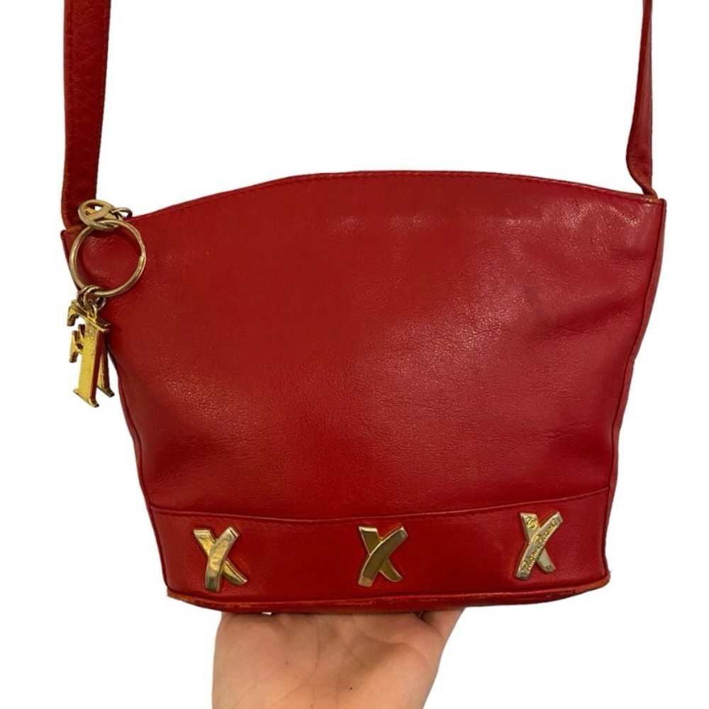 Paloma Picasso Red Leather Crossbody Handbag With Classic X Detailing